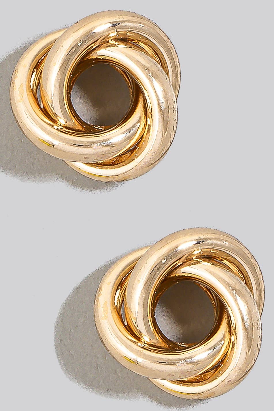 Metallic Tube Knot Stud Earrings: GD