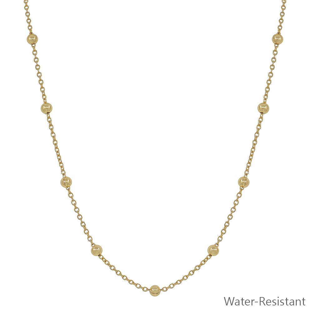 Water Resistant 5MM Beaded and Chain 16"-18" Necklace