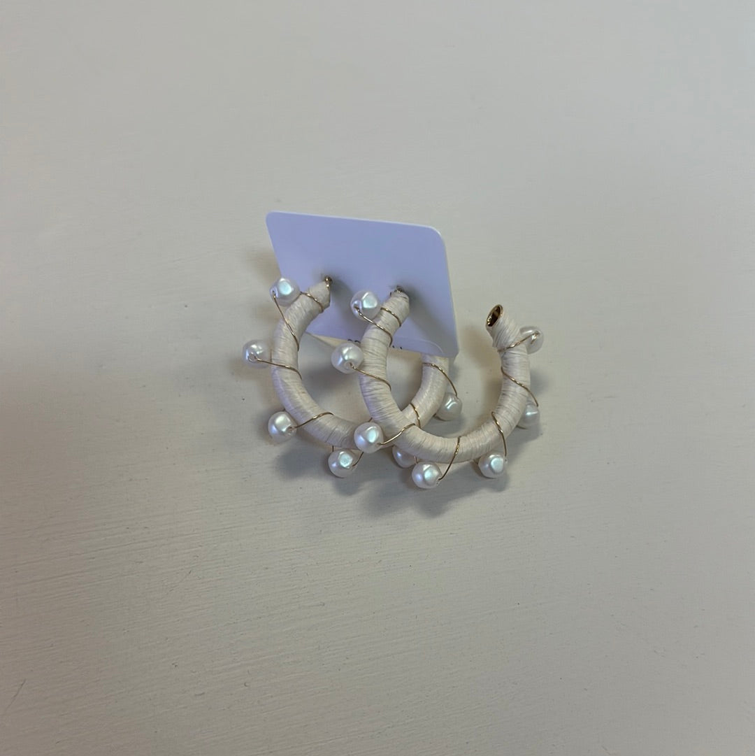 Ivory Raffia Hoops