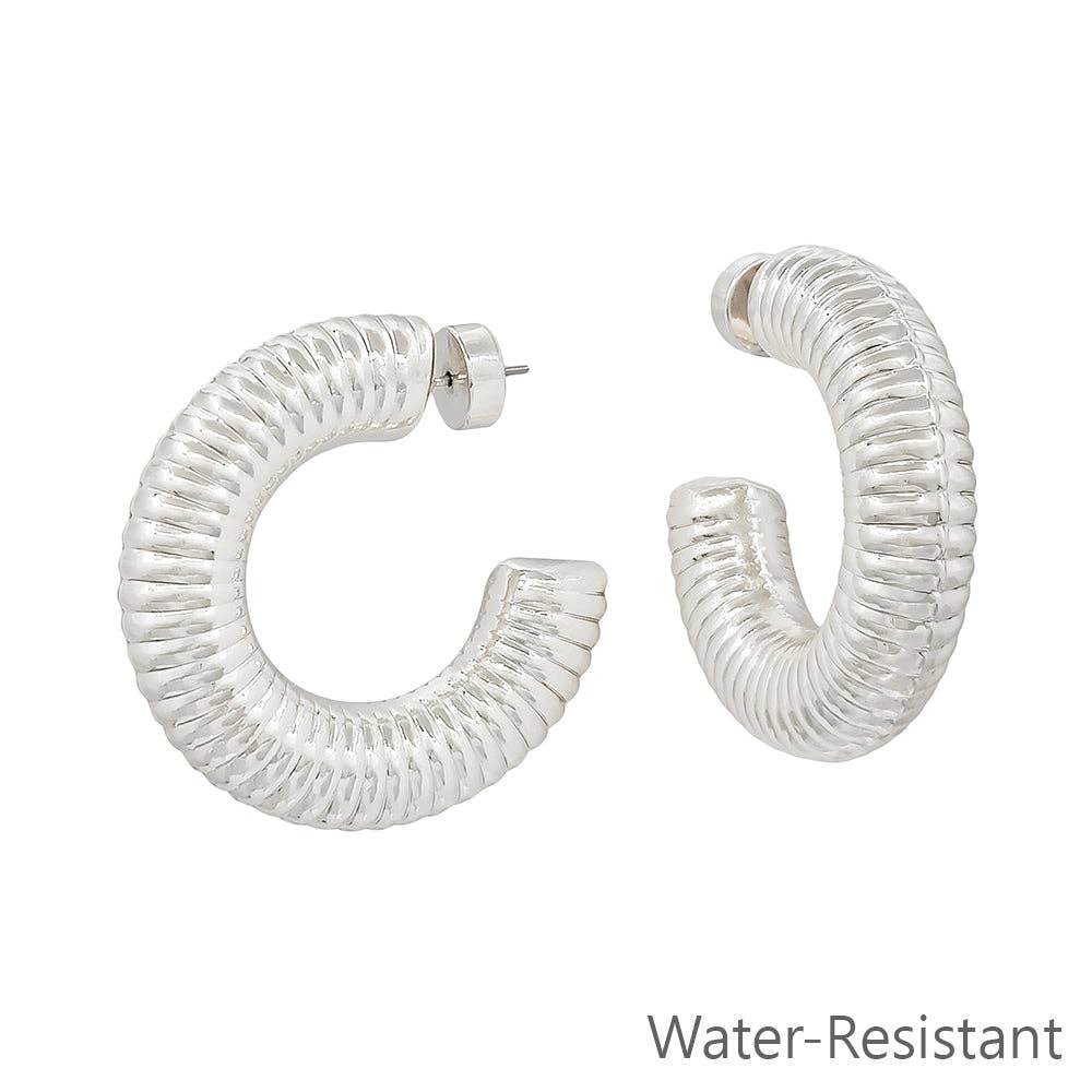 Silver Spiral 1.5" Hoop Earring