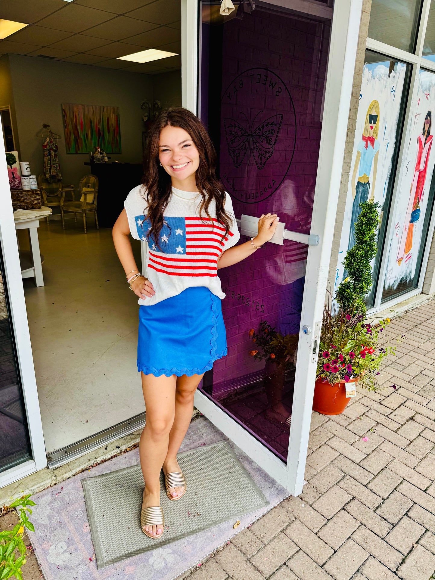The Miller American Flag Sweater Top