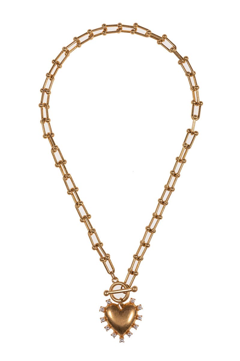 Holly Textured Heart Necklace