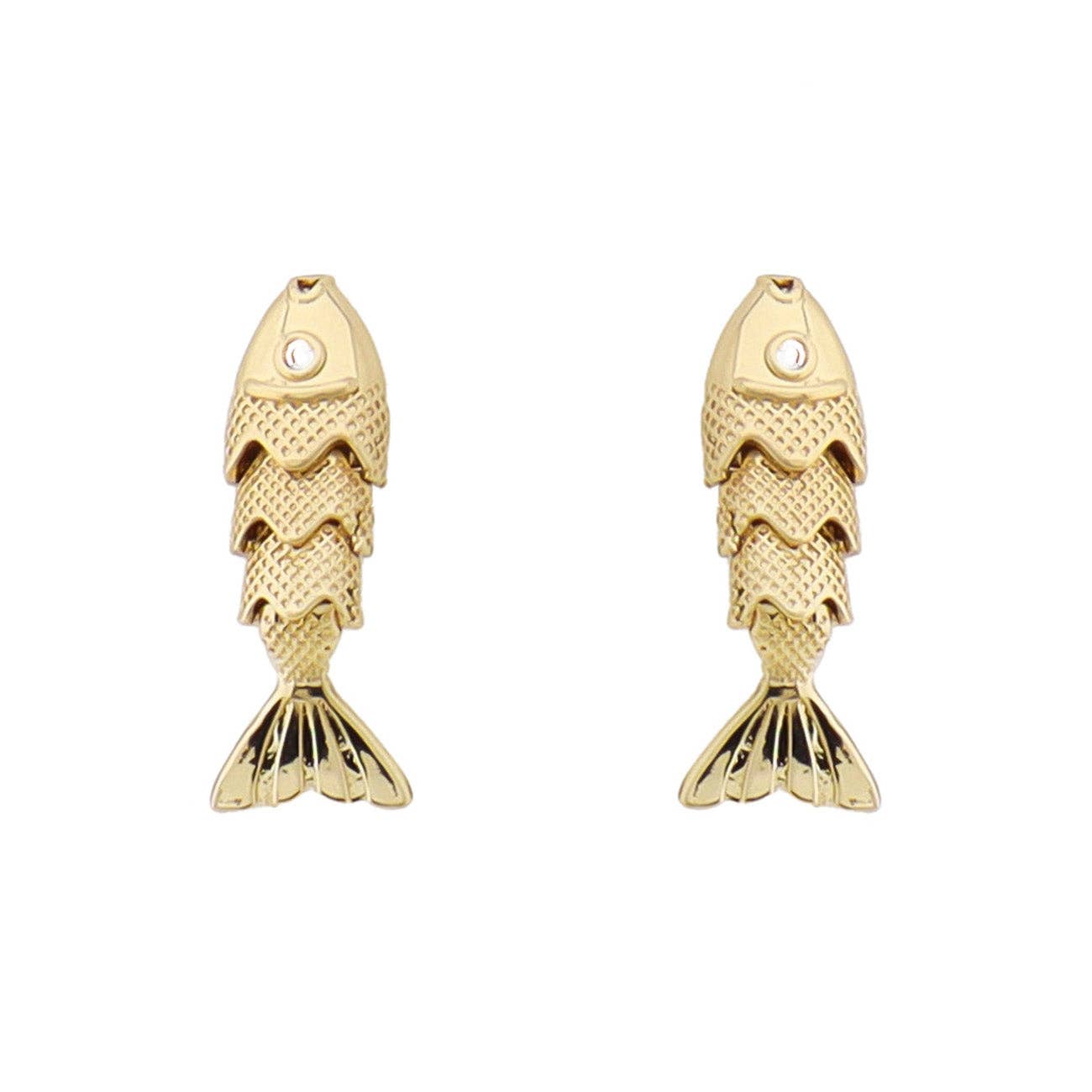 Gold Metal Fish .5" Stud Earring