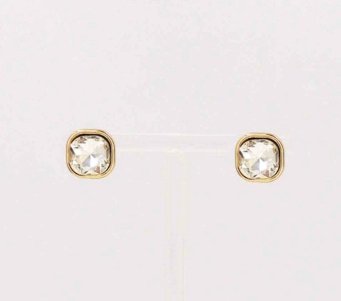 Faux Bezeled Diamond Studs