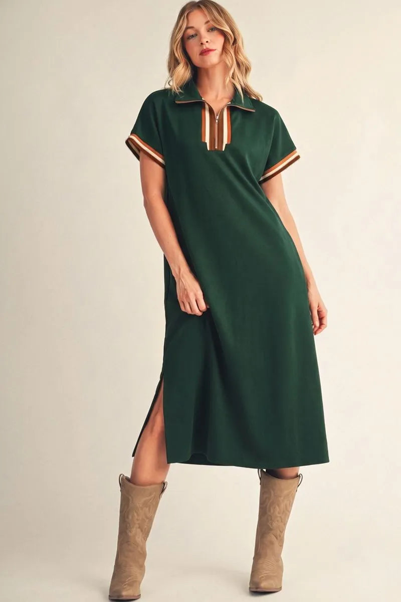 The Jaycee Zip Collar Midi Dress