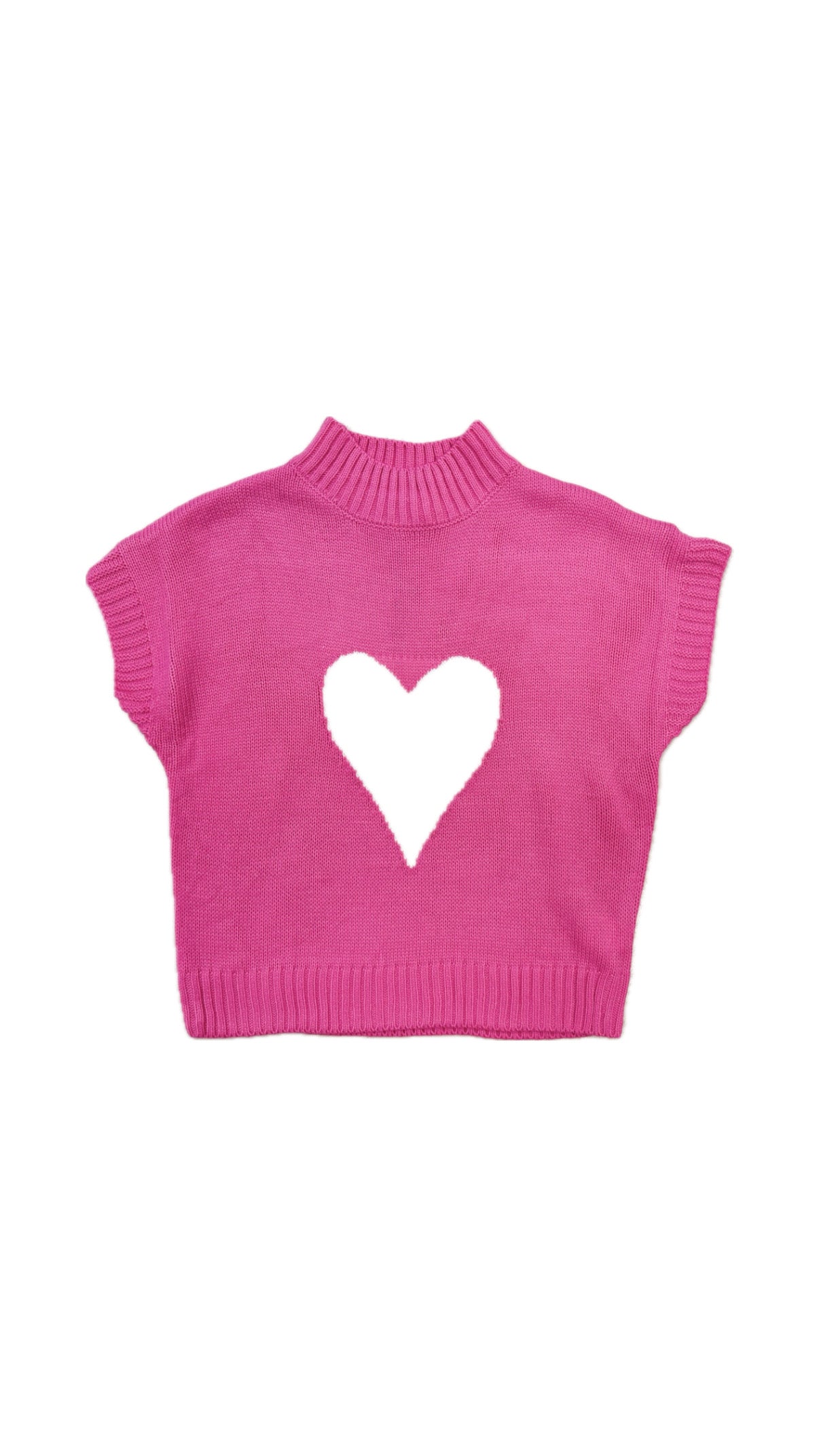 Heart Mock Neck Knitted Sweater