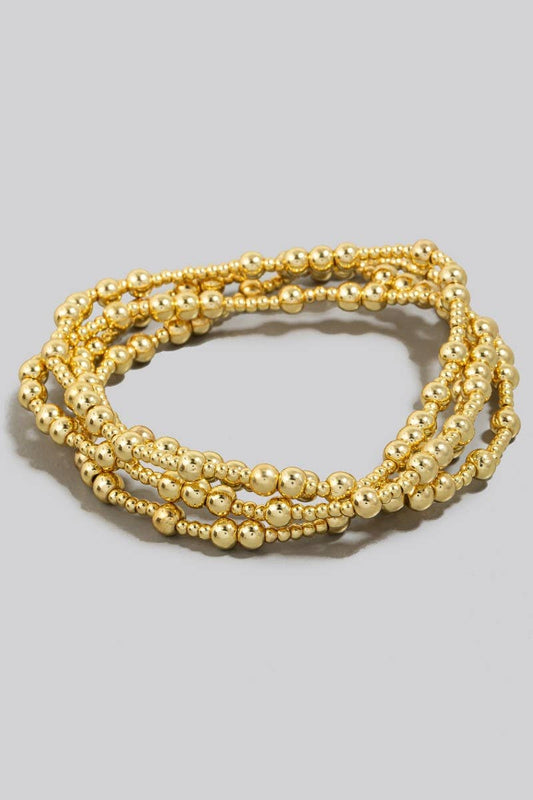 Gold Dipped Mixed Beaded Bracelet Set: GOLD