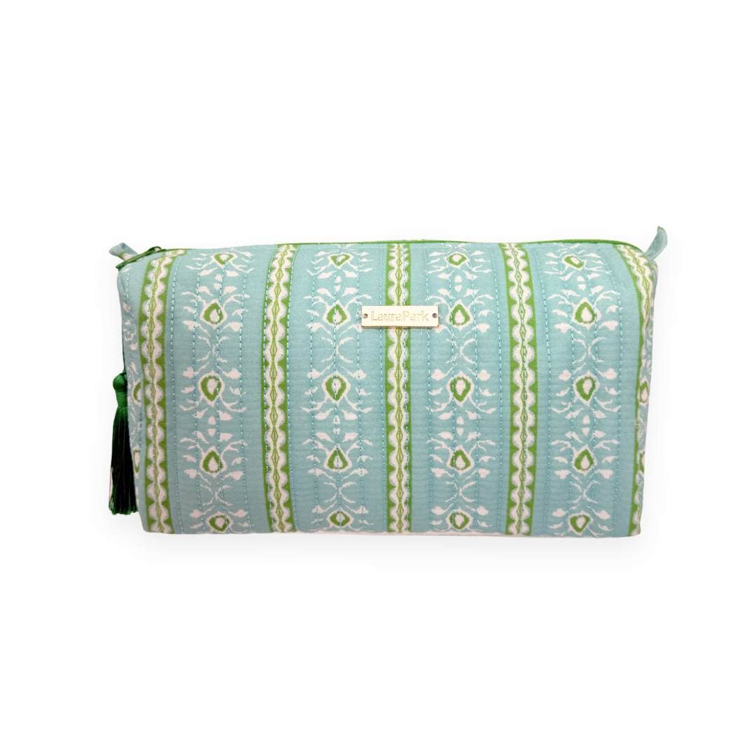 Rosemary Stripe Blue Signature Large Cosmetic Bag: Laura Park