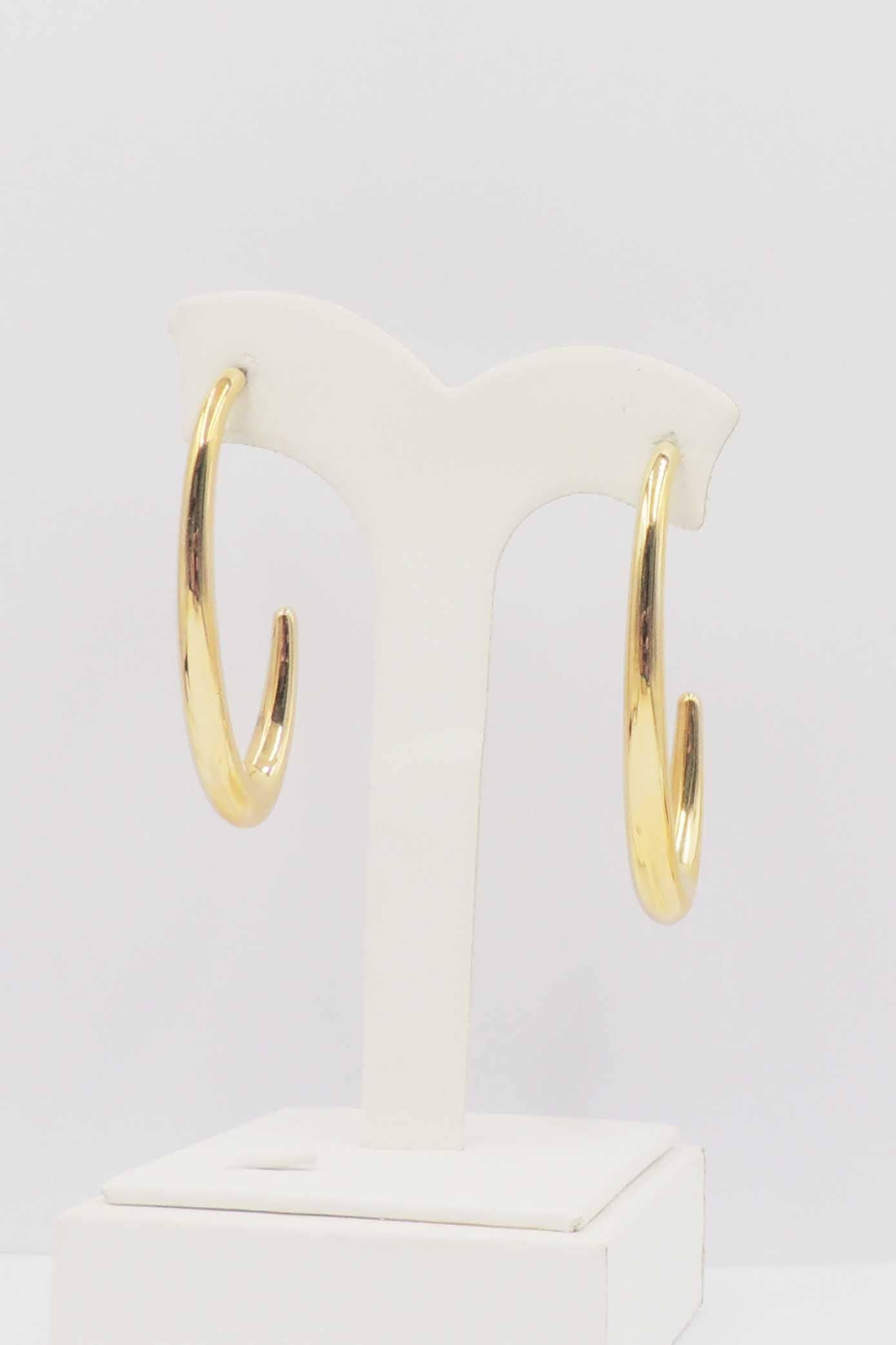 Stainless Steel Oval 2" Gold Earring