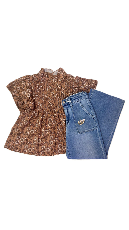 The Quinley Floral Print Mock Neck Top