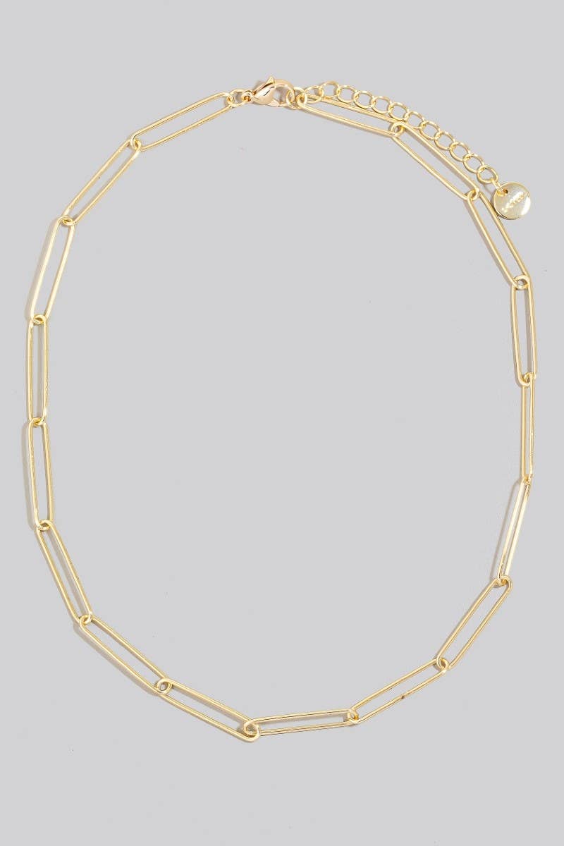 Dainty Metallic Oval Classic Chain Necklace