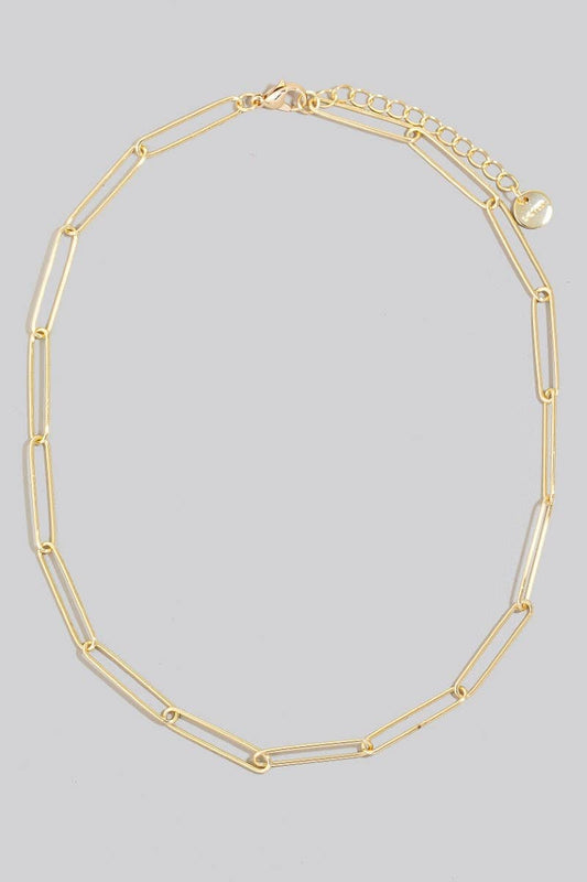 Dainty Metallic Oval Classic Chain Necklace