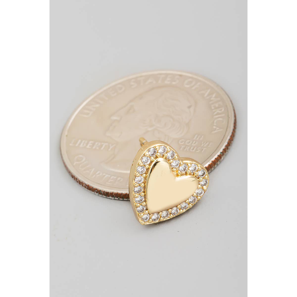 Rhinestone Trim Heart Stud Earrings