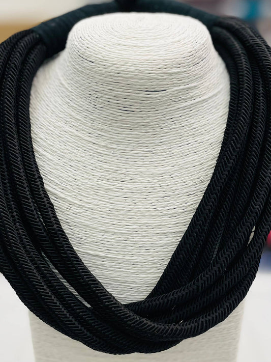 Bella Black Multi Strand Statement Necklace