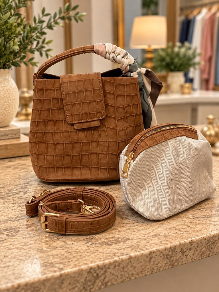 The Rue Croc-Embossed Handbag