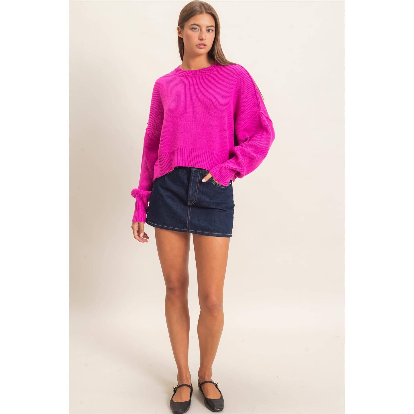 Riley Ribbed Drop Shoulder Sweater