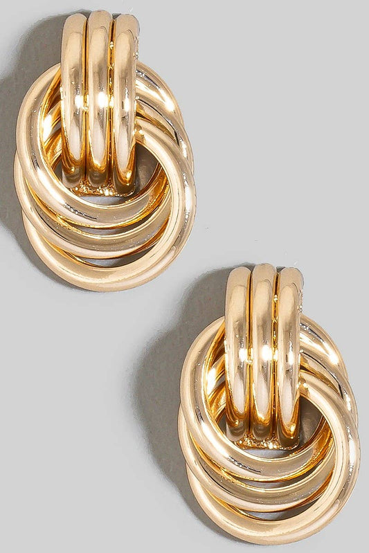Layered Metallic Door Knocker Earrings