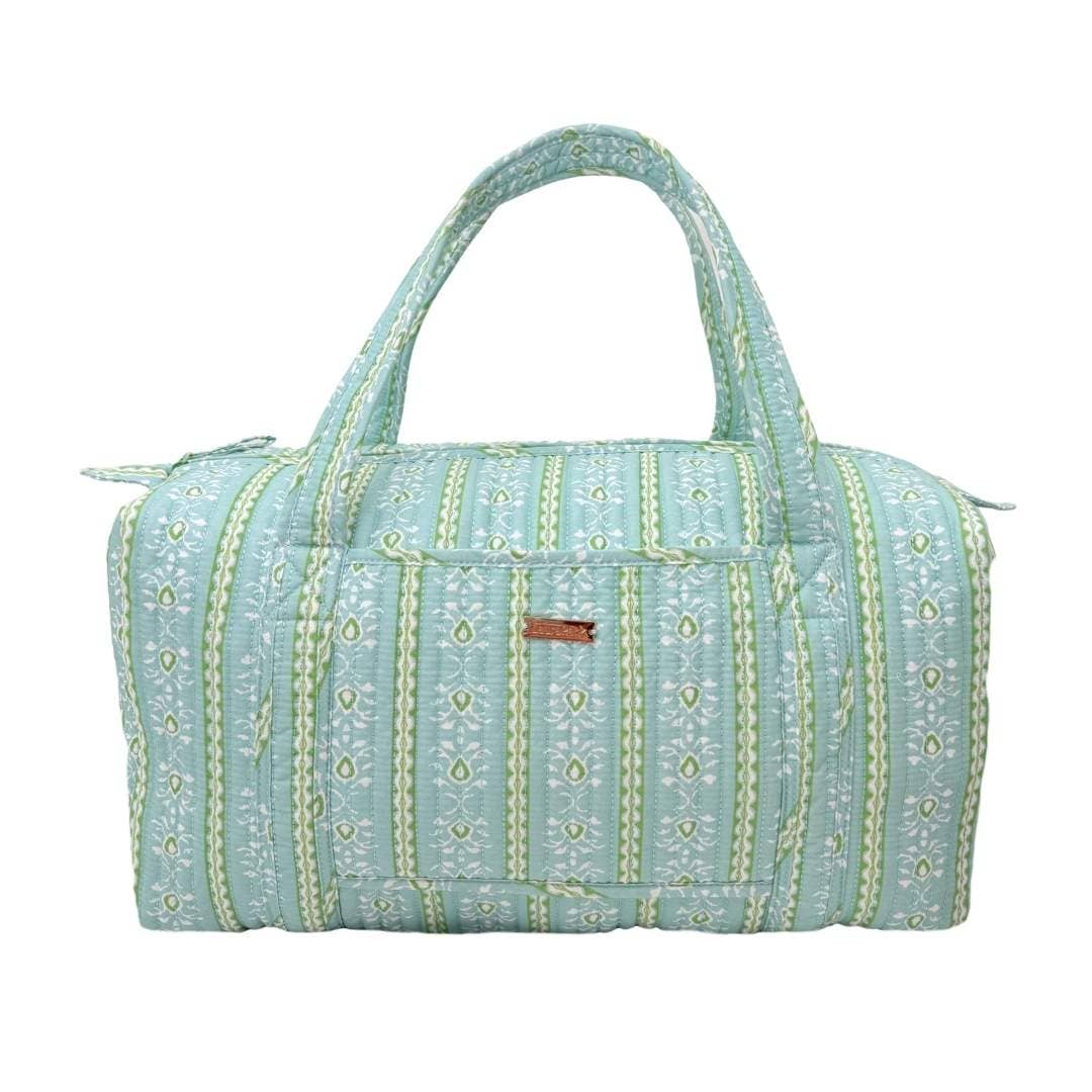 Rosemary Stripe Blue Quilted Signature Duffle Bag: One Size
