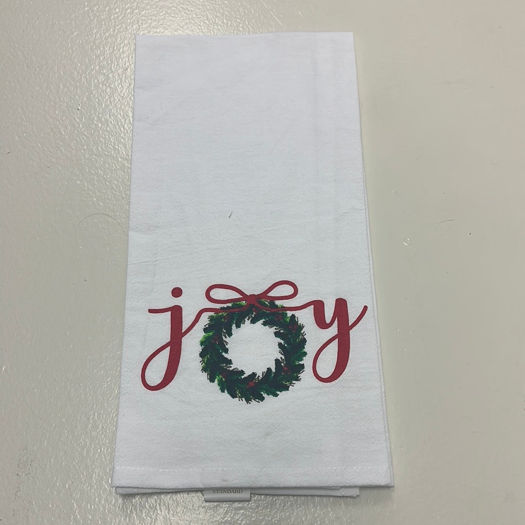 Joy Wreath Flour Sack Hand Towel