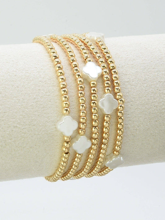 5 Piece Clover Beaded Bracelet Set