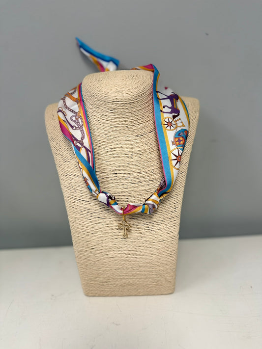 Hot Pink & Blue - The Liv Scarves (with pendant)