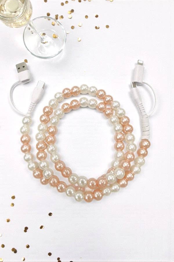 Updated Champagne Pearl Cord Phone Charger