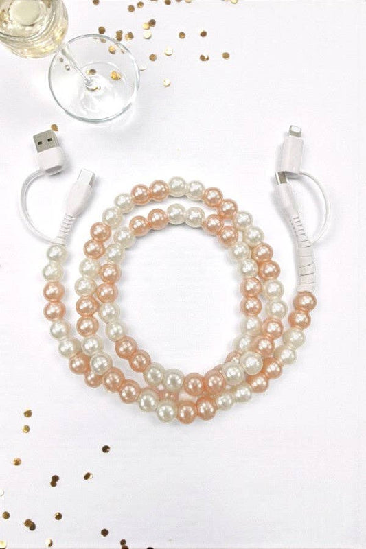 Updated Champagne Pearl Cord Phone Charger