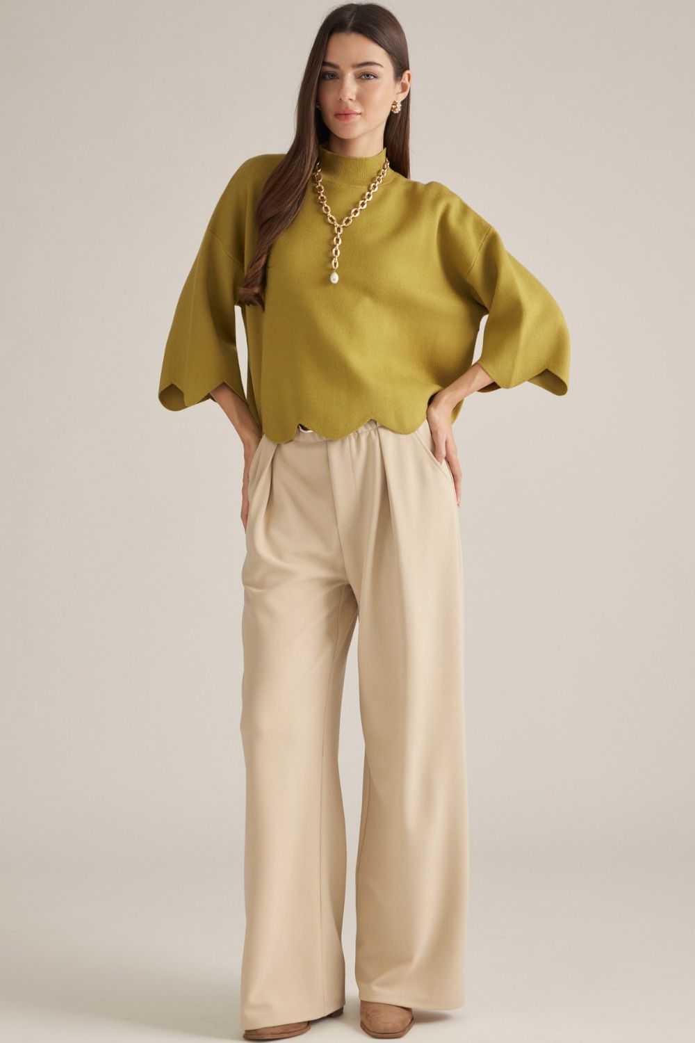The Brynn Scalloped Hem Sweater