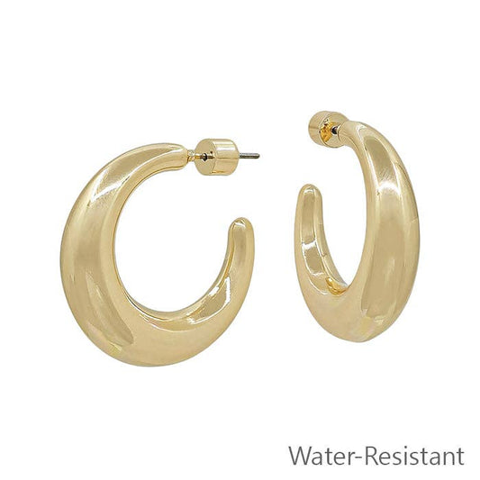 Gold Thick Hoop 1" Earring