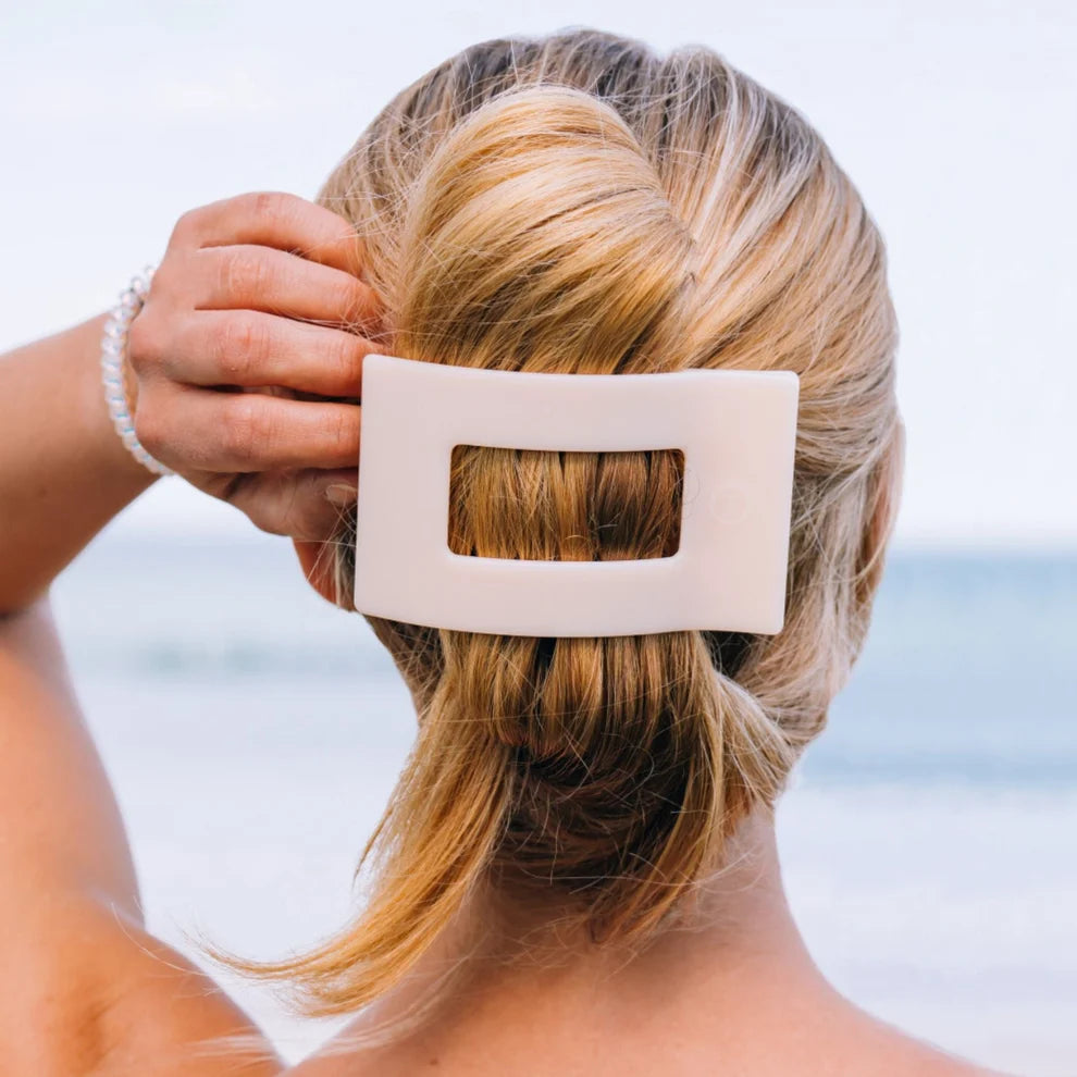 Almond Beige Medium Flat Rectangle Hair Clip