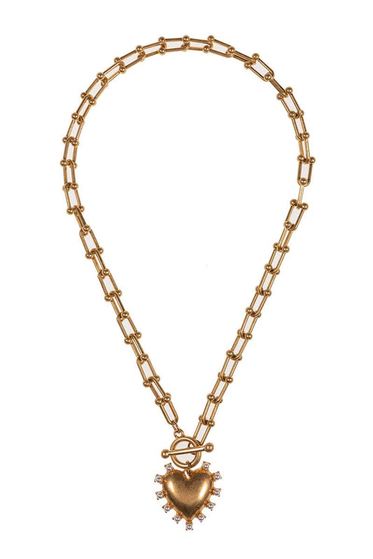Holly Textured Heart Necklace