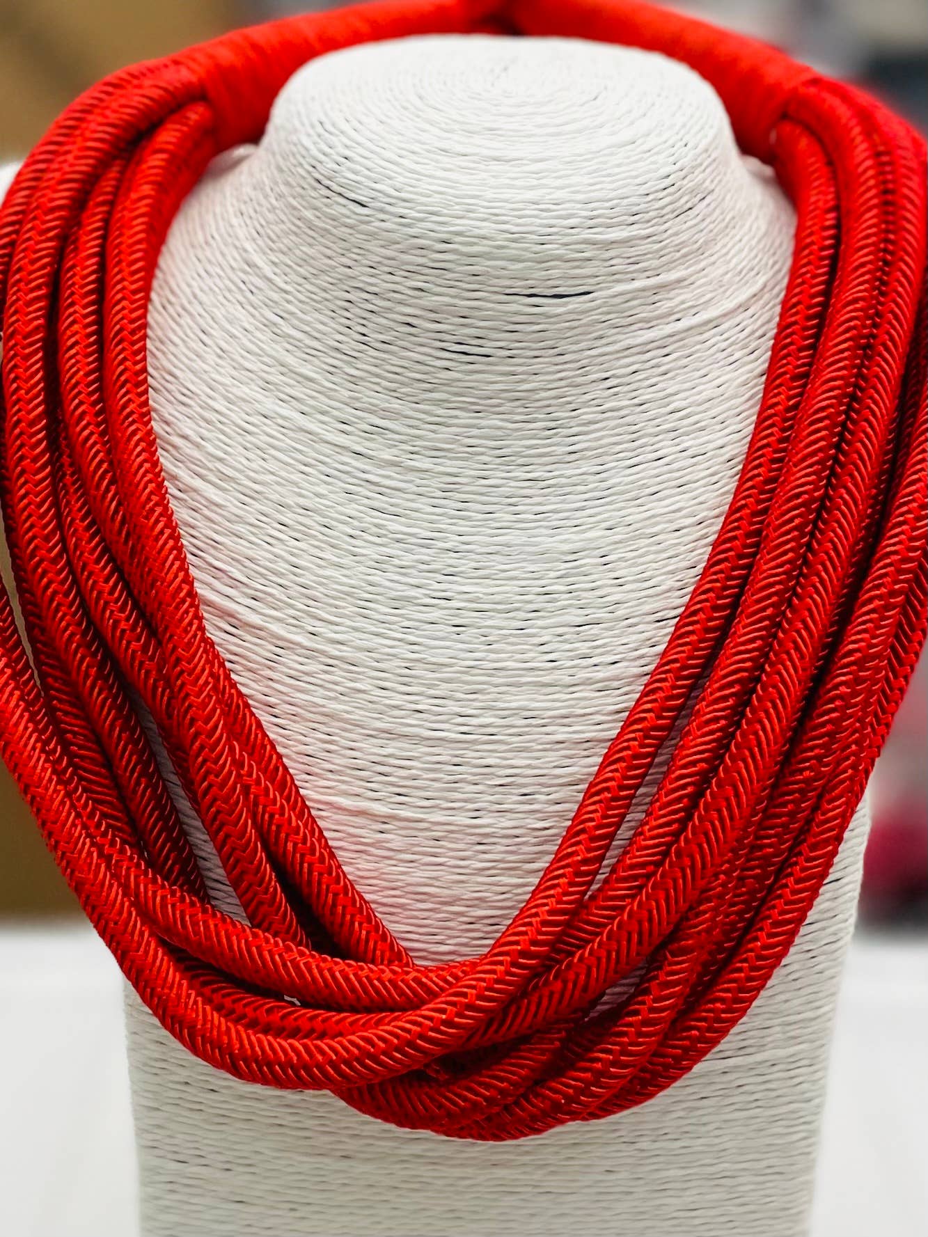 Rachel Red Multi Strand Statement Necklace