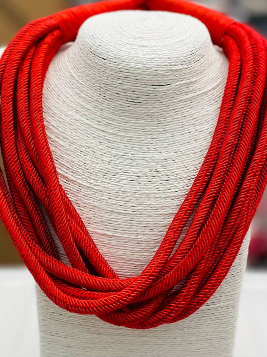 Rachel Red Multi Strand Statement Necklace