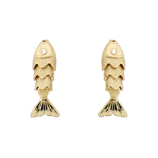 Gold Metal Fish .5" Stud Earring