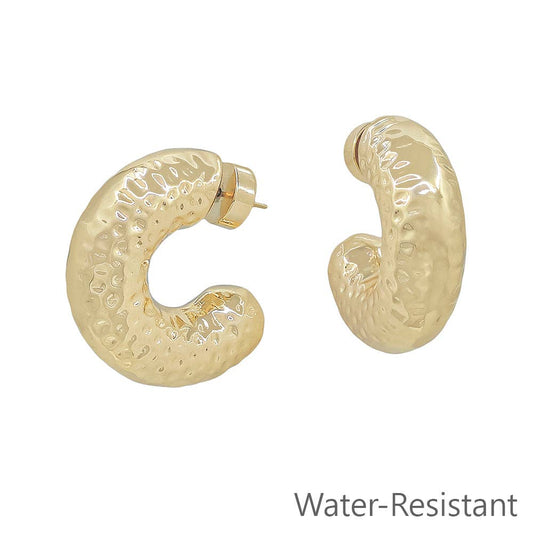 Hammered Gold Chunky 1.25" Hoop Earring