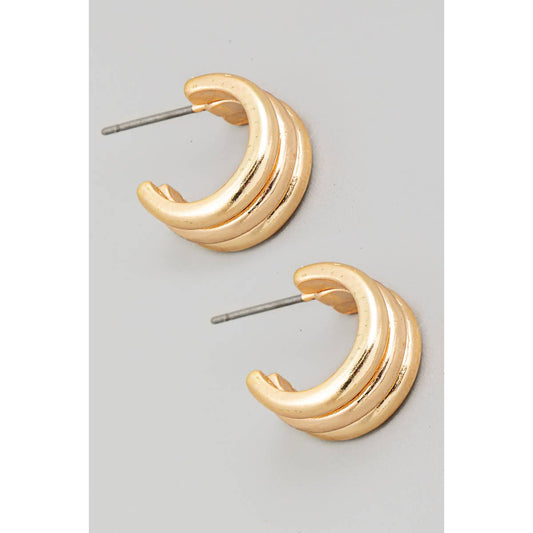 Small Triple Layered Metallic Hoop Earrings