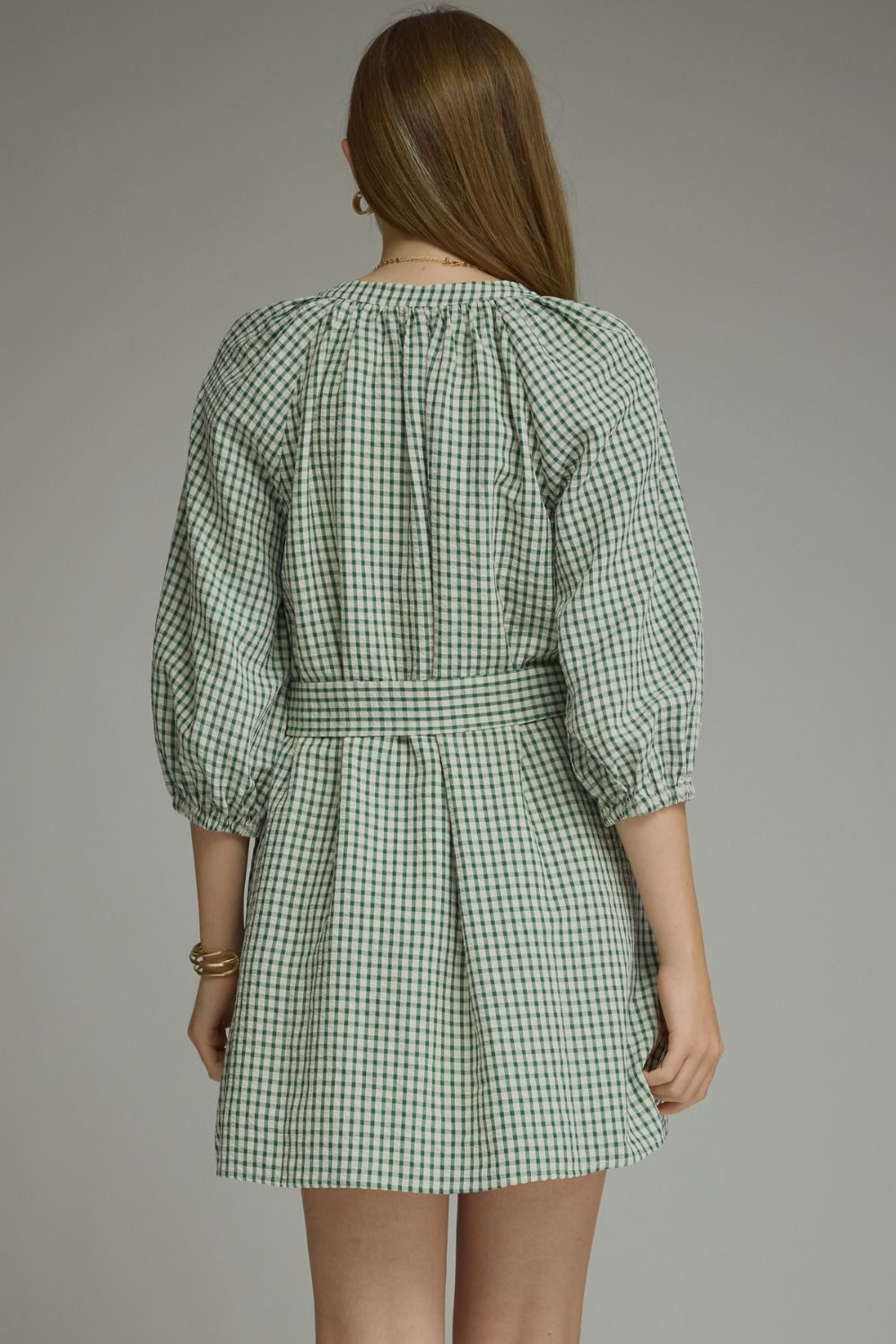The Gina Green Gingham Dress