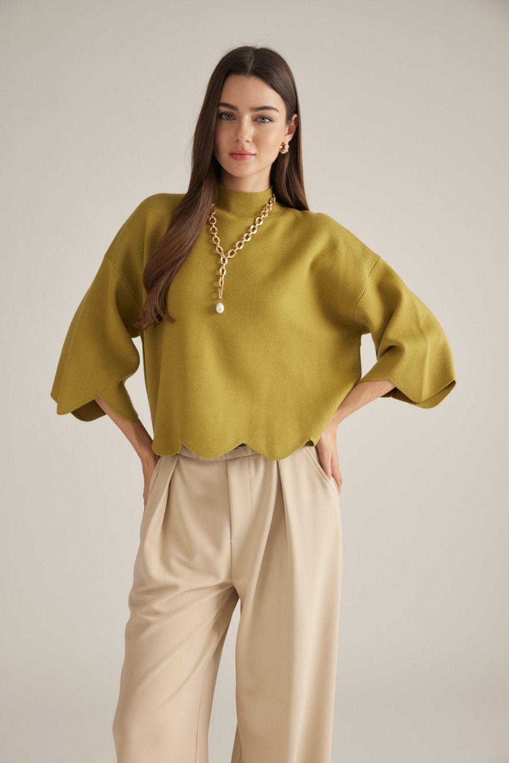 The Brynn Scalloped Hem Sweater
