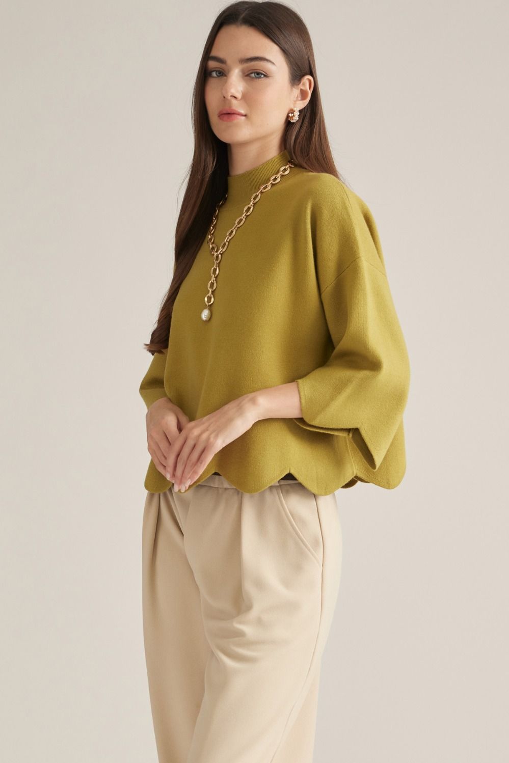 The Brynn Scalloped Hem Sweater