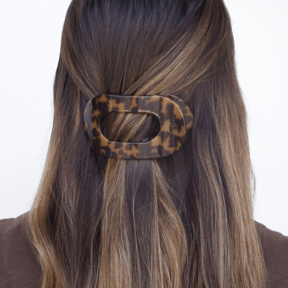 Tortoise Large Flat Round Hair Clip